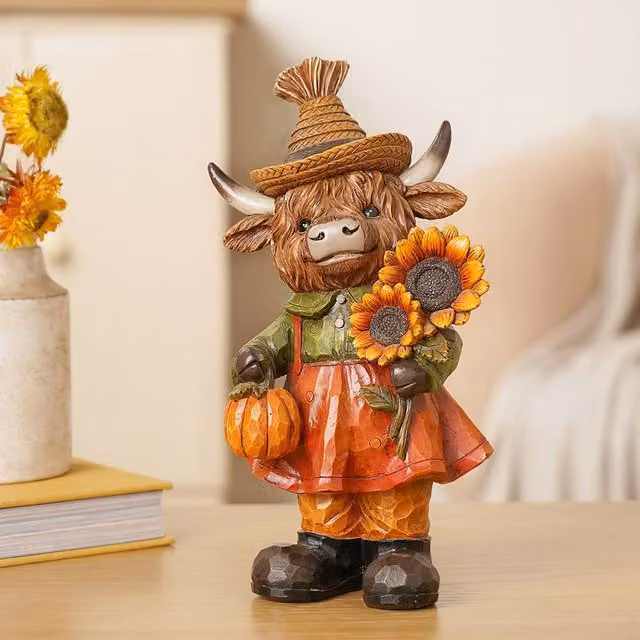 Country Living Highland Cow with Sunflowers Multicolour Tabletop Decoration – 1