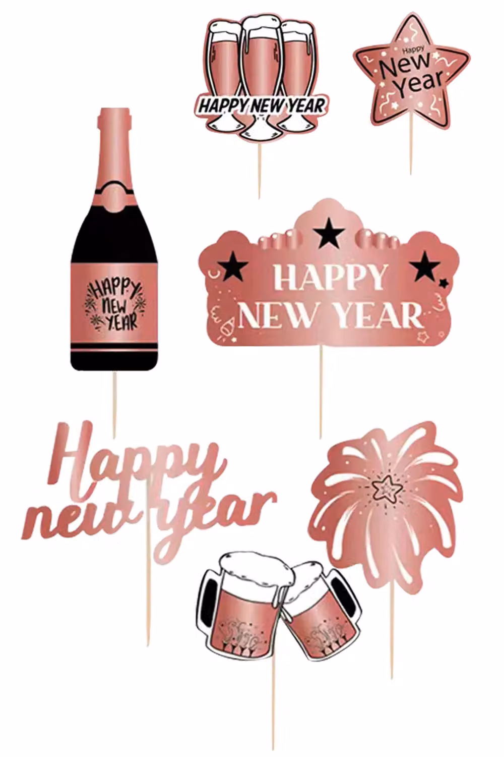 Neel Blue 7 Pcs Cupcake Toppers and Rose Gold Cocktail Sticks – 3