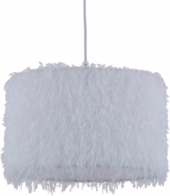First Choice Lighting Rogers White Shaggy Easy Fit Pendant Shade, Diameter: 30 cm – 1
