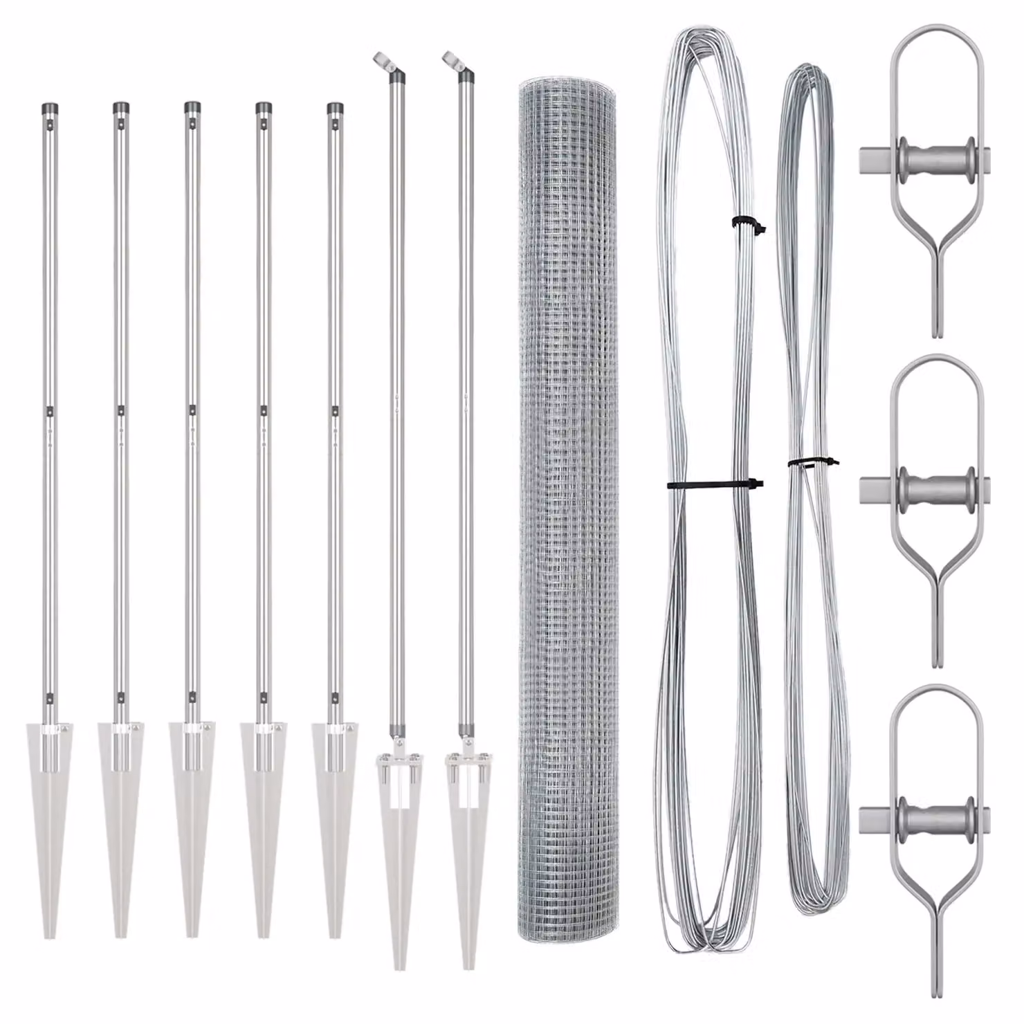 Berkfield Home Galvanised Steel Welded Wire Fence with 7 Spike Posts, Silver, W: 10 m, H: 1.4 m – 2