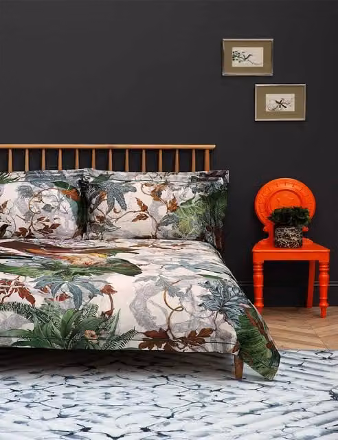 Timorous Beasties Papua Paradise Reversible Floral Cotton Bedding Set, Green Multicolour, W: 200 cm x H: 220 cm
