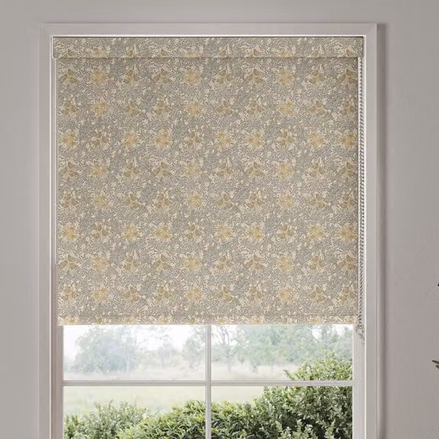 William Morris Barley Floral Blackout Made To Measure Roller Blind in Beige, Yellow and Multicolour
