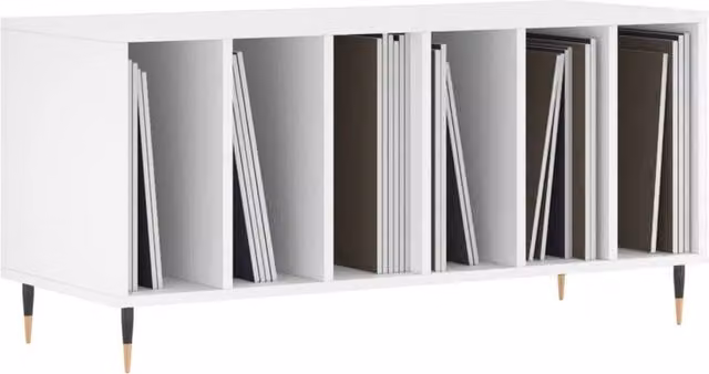 Berkfield Home Record Cabinet in White, W/D/H: 100 x 38 x 48 cm – 1