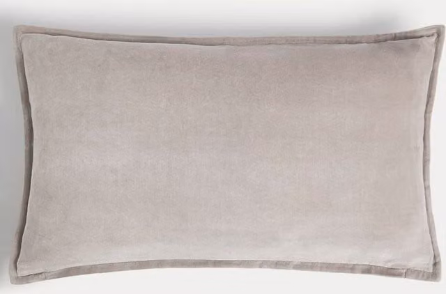 M&S Grey Pure Cotton Velvet Bolster Cushion with Feather Filling