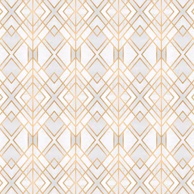 Golden Geometry Art Deco Wall Mural in Gold and Yellow
