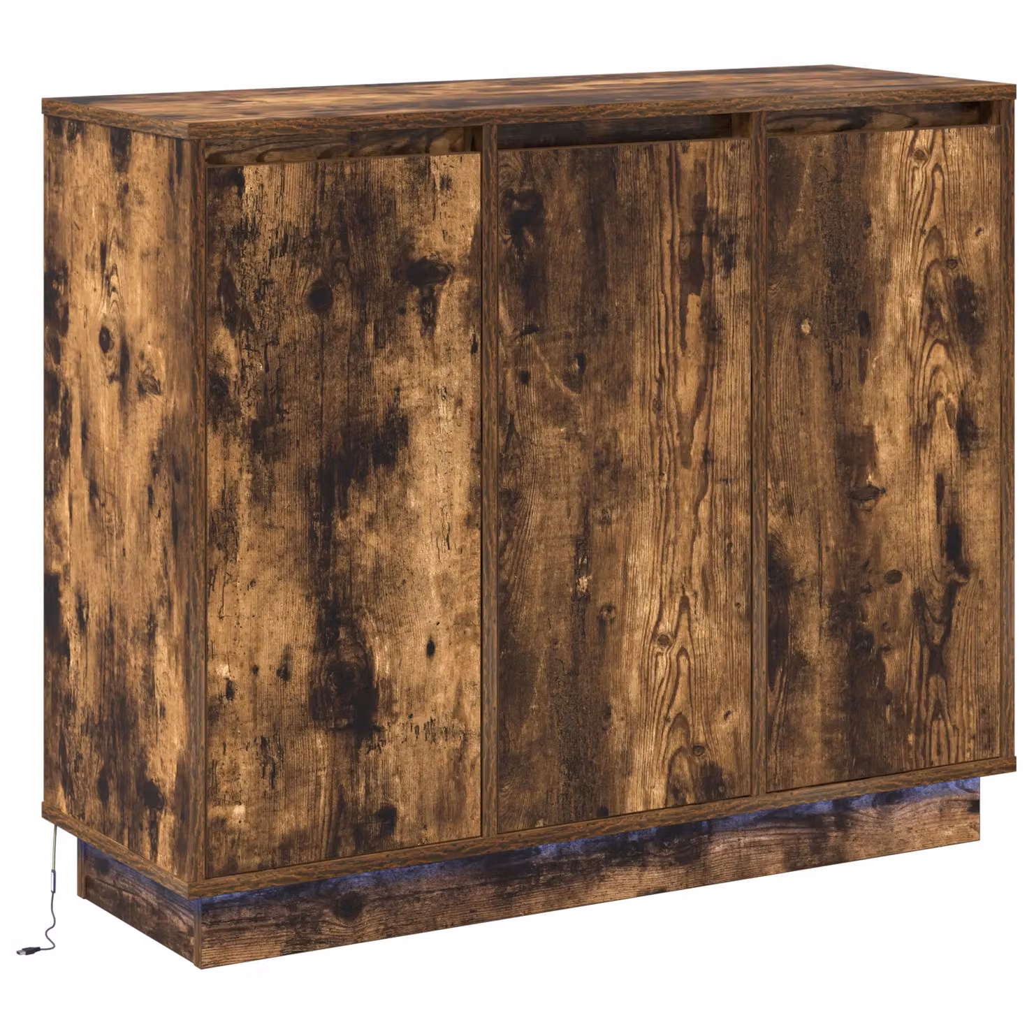 Berkfield Home Sideboard with Integrated LED in Smoked Oak Brown, W/D/H: 90 x 32 x 75 cm – 2