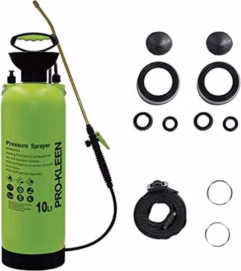 ProKleen 10L Manual Garden Pressure Sprayer with Brass Lance in Green