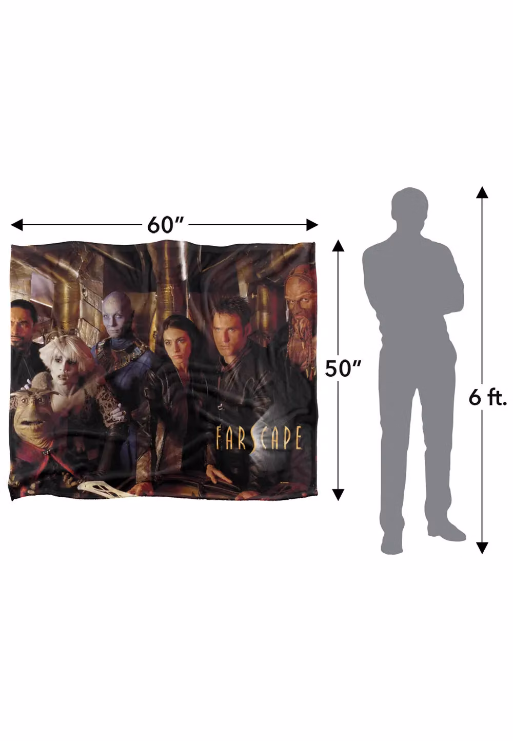 Trevco Farscape Crew Silky Touch Super Soft Fleece Throw Blanket in White, W/D/H: 152 x 127 cm – 6