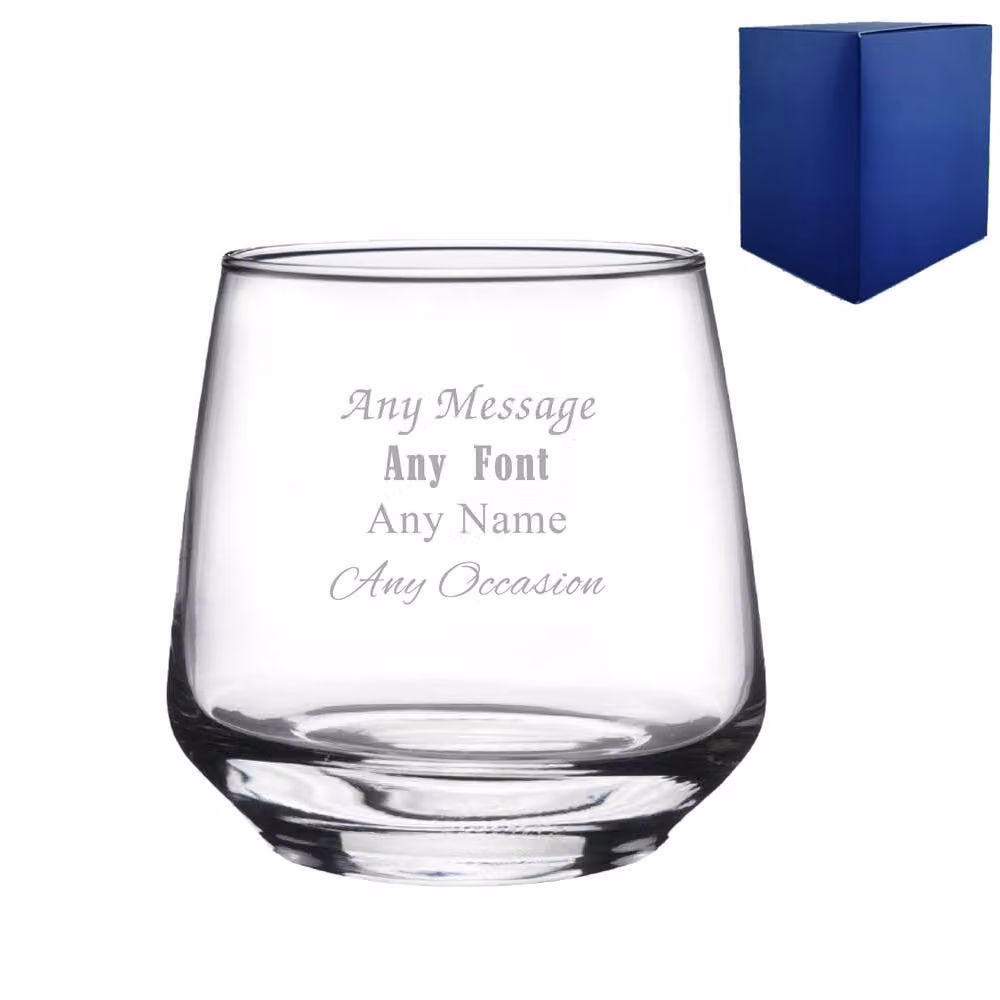 Uniqueful Personalised Engraved Glass Tumbler in Clear, 100ml
