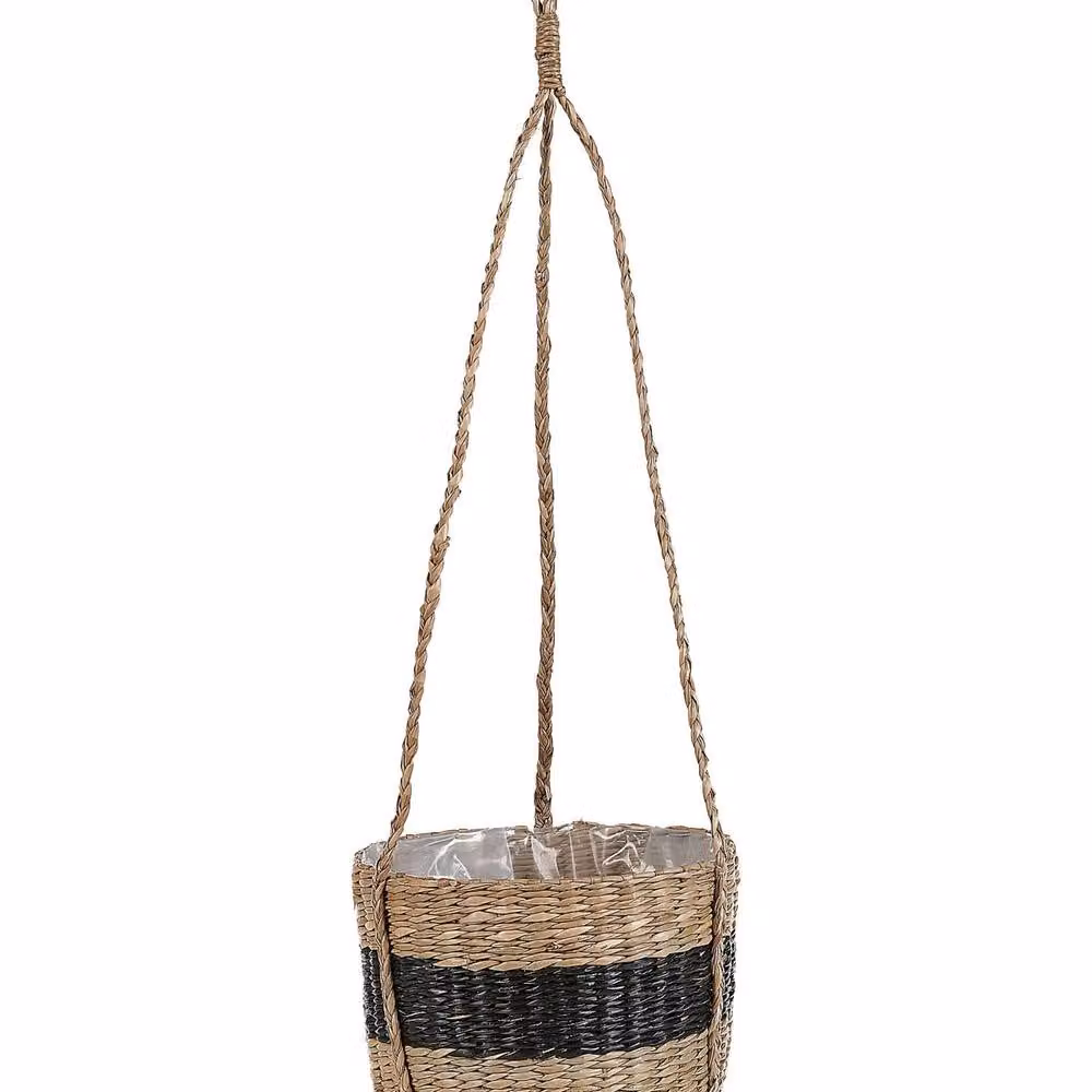 Wyld and Coco Brown Boho Hanging Seagrass Planter, Round, 64 cm – 2