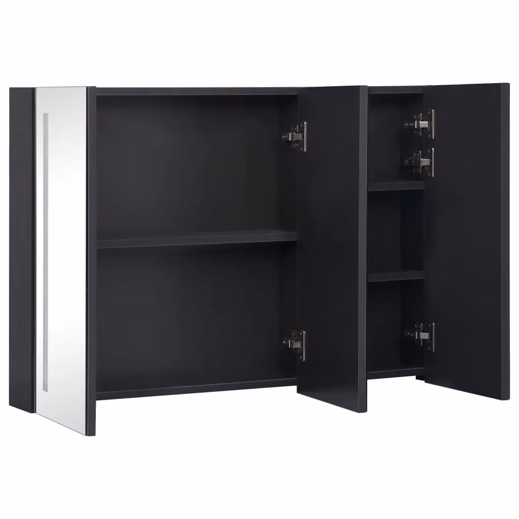 Berkfield Home LED Bathroom Mirror Cabinet in Black, W/D/H: 89 x 14 x 62 cm – 3