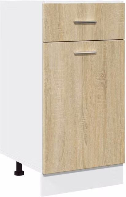 Berkfield Home Lyon Bottom Cabinet with Drawer in Sonoma Oak and Beige, W: 40 cm, D: 46 cm, H: 81.5 cm