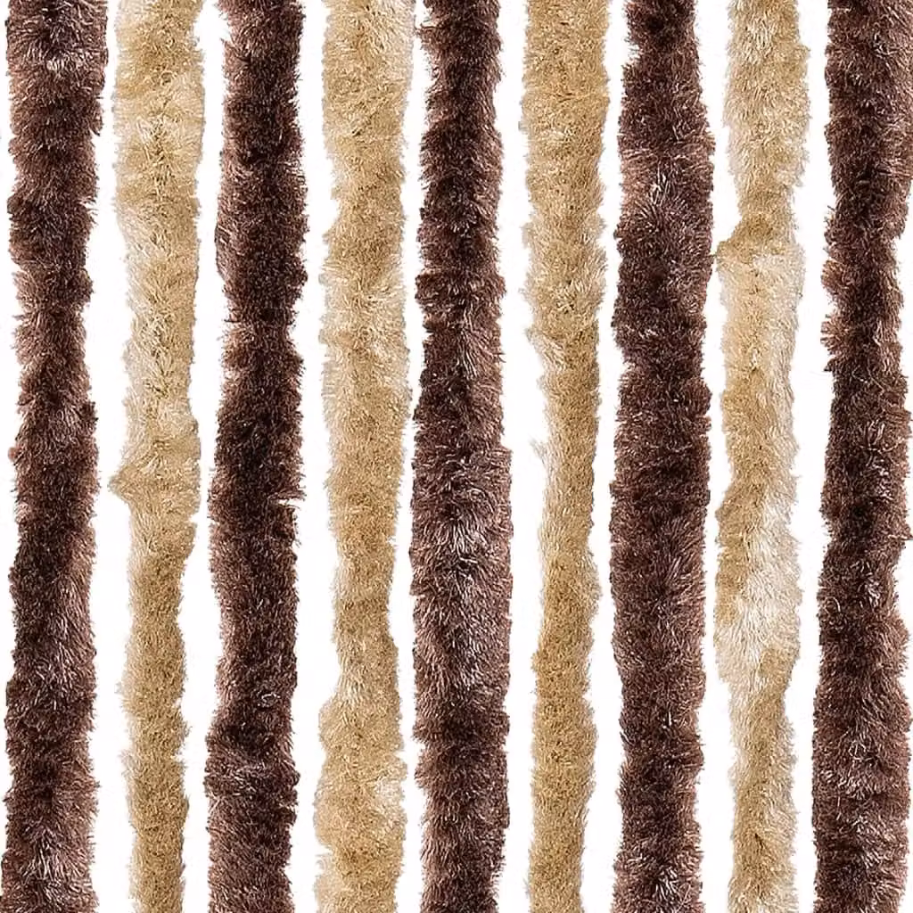 Berkfield Home Striped Chenille Insect Curtain in Beige and Brown, W/H: 100 x 220 cm – 5