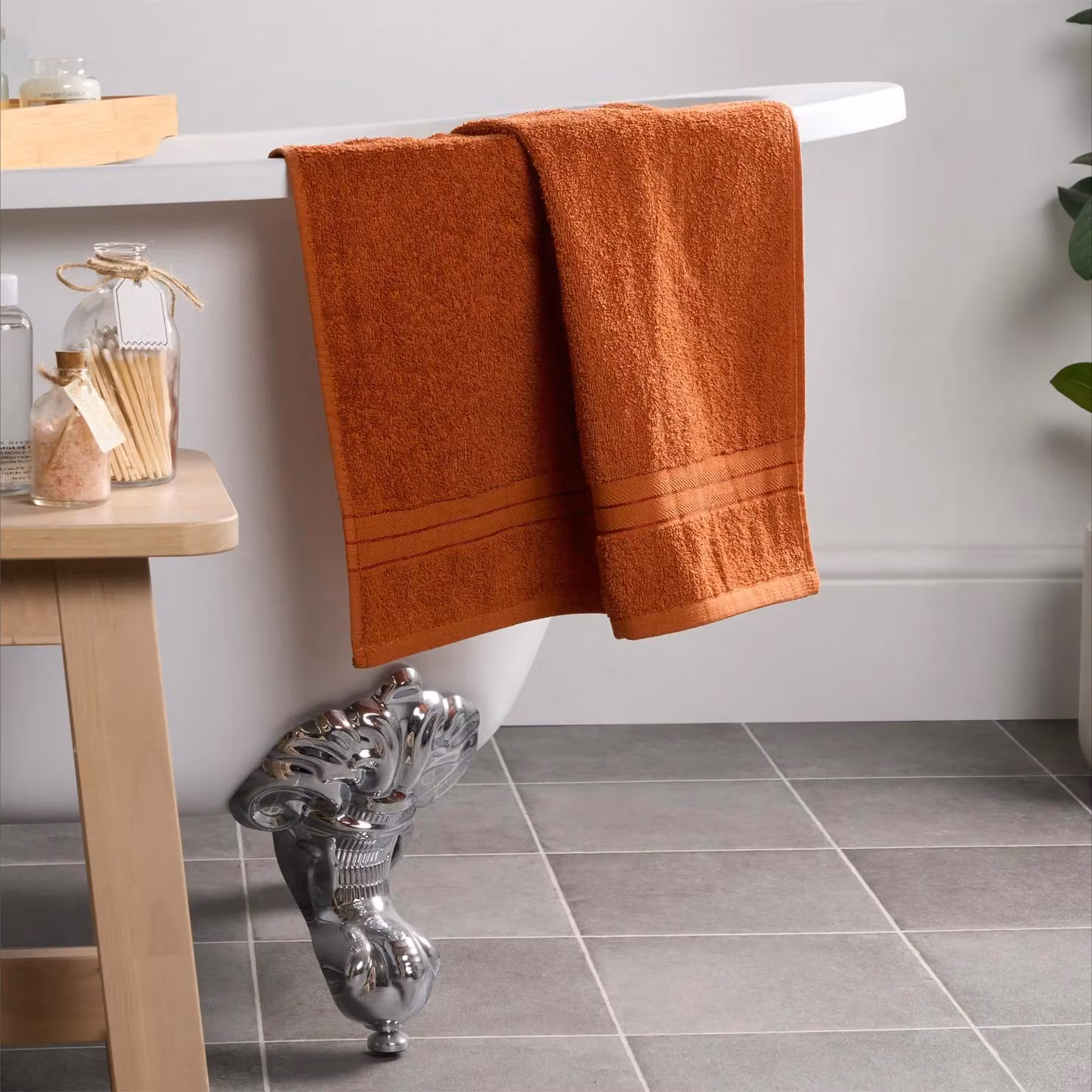 OHS 10 Pack of Fluffy 100% Cotton Terry Bathroom Hand Towels in Orange – 2