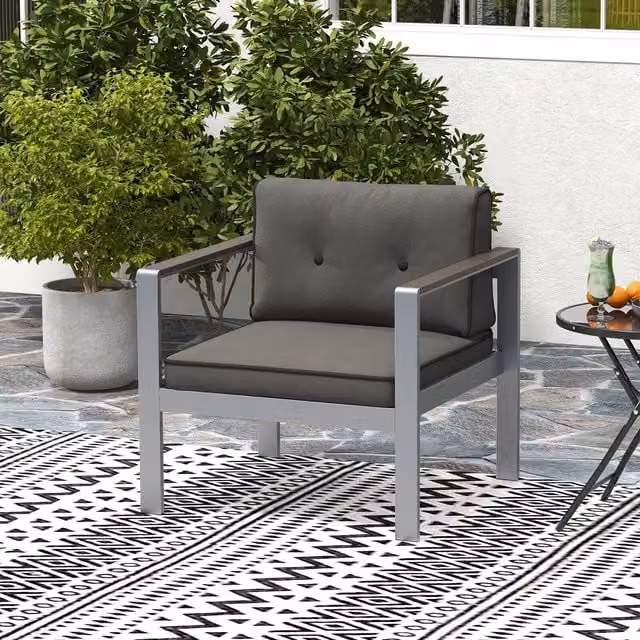 Costway Modern Single Sofa Garden Chair in Grey