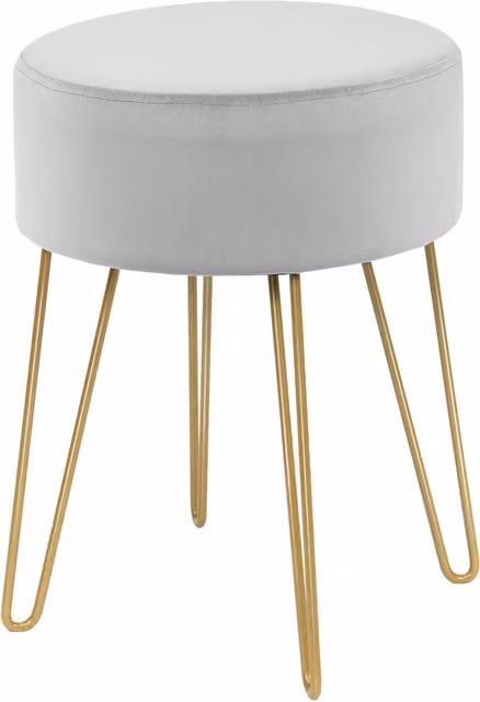 Costway Modern Round Velvet Footstool Ottoman in Grey – 1