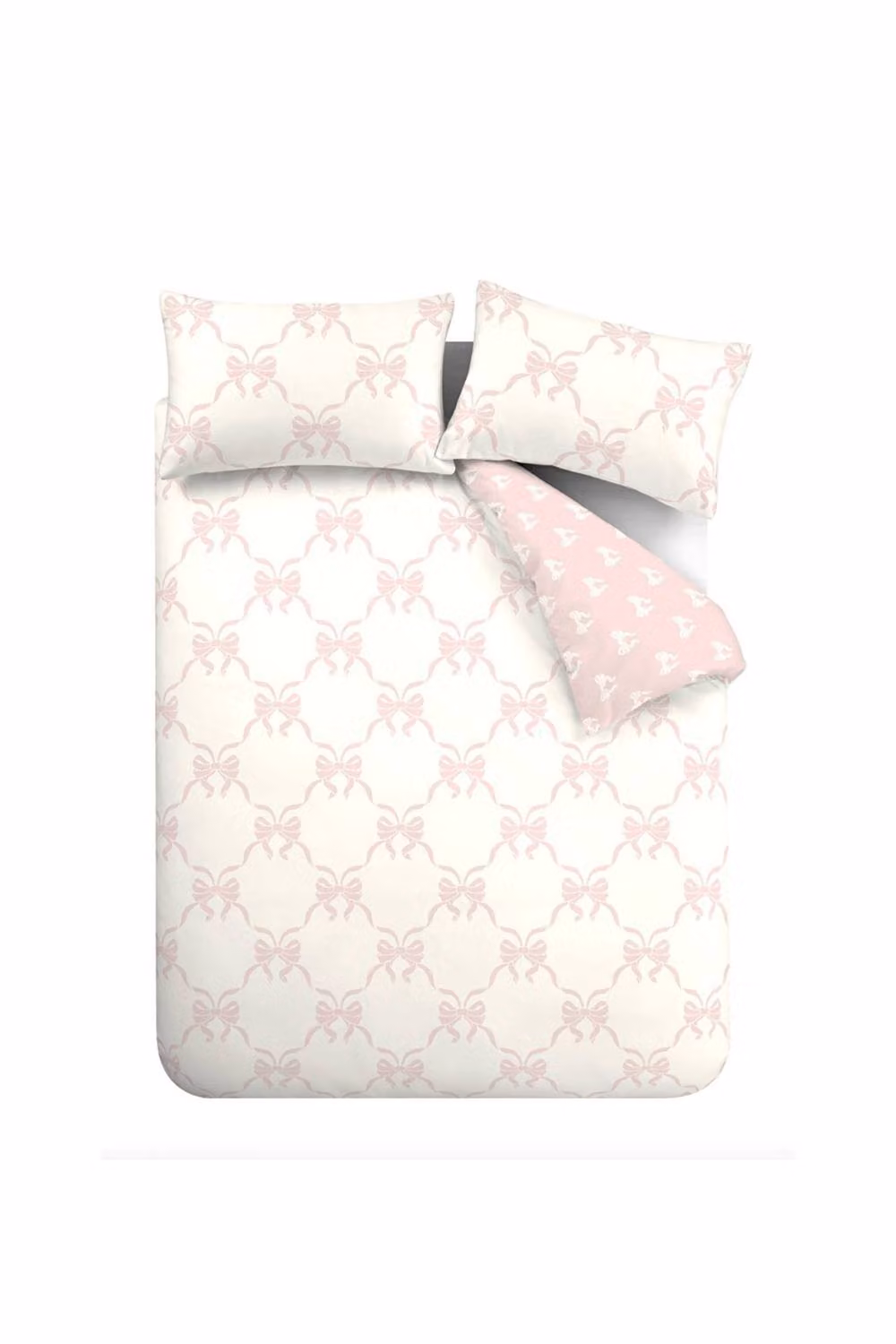 Catherine Lansfield Pretty Bows Reversible Duvet Cover and Pillowcase Set, Pink, W/D/H: 180 x 200 cm, Pillowcase: 50 x 75 cm – 2