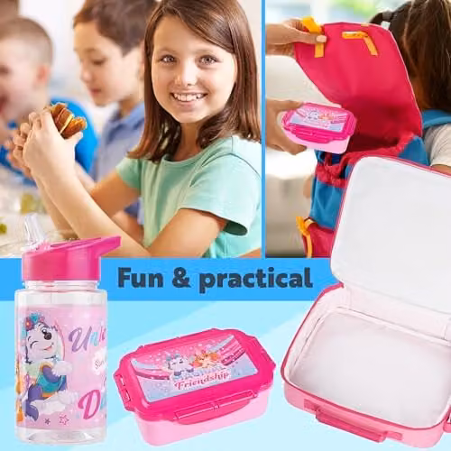 Get Trend Paw Patrol 3 Piece Lunch Set with Water Bottle and Bento Box in Pink, BPA Free and Leakproof – 1
