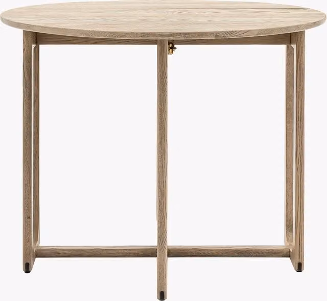 Perch & Parrow Whittle Round Folding Dining Table in Brown Oak Wood