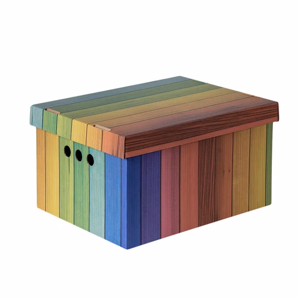 NESTLUNE 2-Piece Multicolour Decorative Cardboard Storage Boxes with Lids for Home or Office – 3