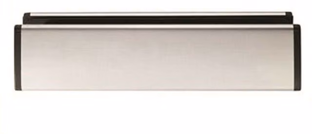 Loops All in One Sleeved Letterbox Plate in Brushed Satin Steel, Silver, Aperture: 260 x 47 mm