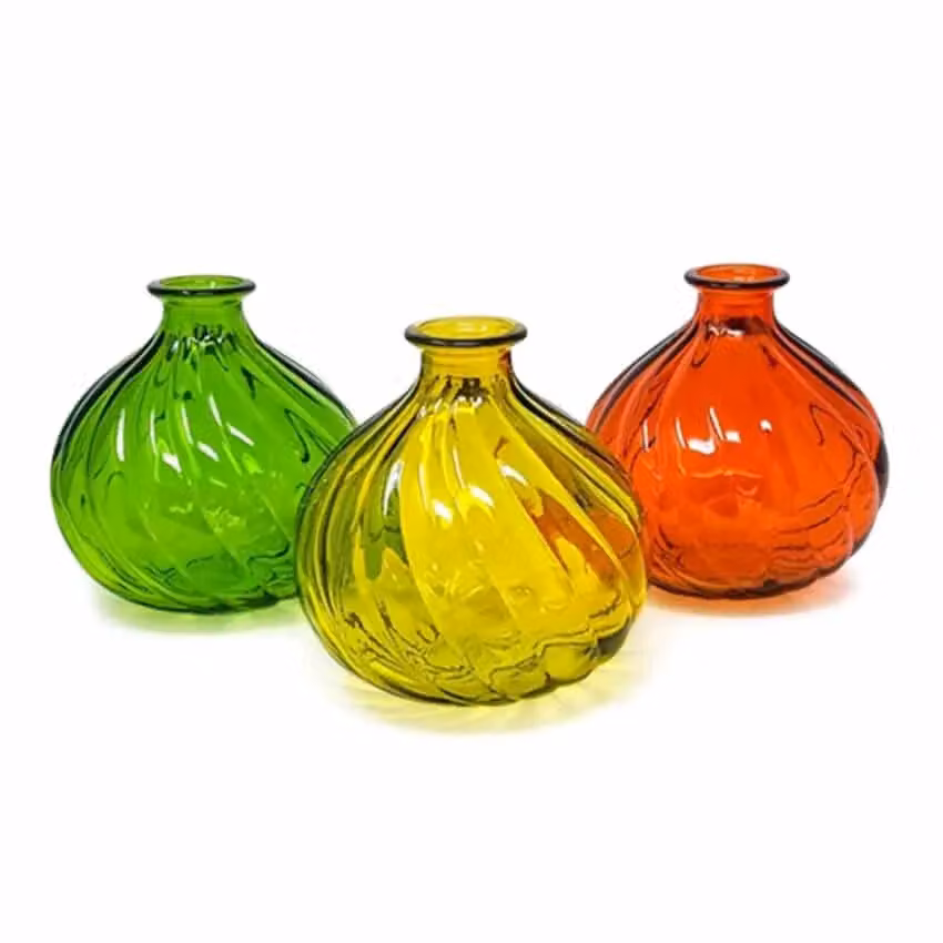 Verano Spanish Ceramics Ola Round Glass Tabletop Vase in Orange, Height: 17 cm – 2