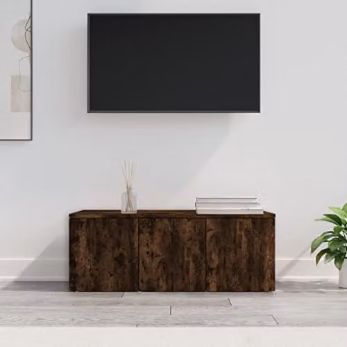 vidaXL Modern TV Cabinet in Smoked Oak Brown, W/D/H: 80 x 34 x 30 cm – 2