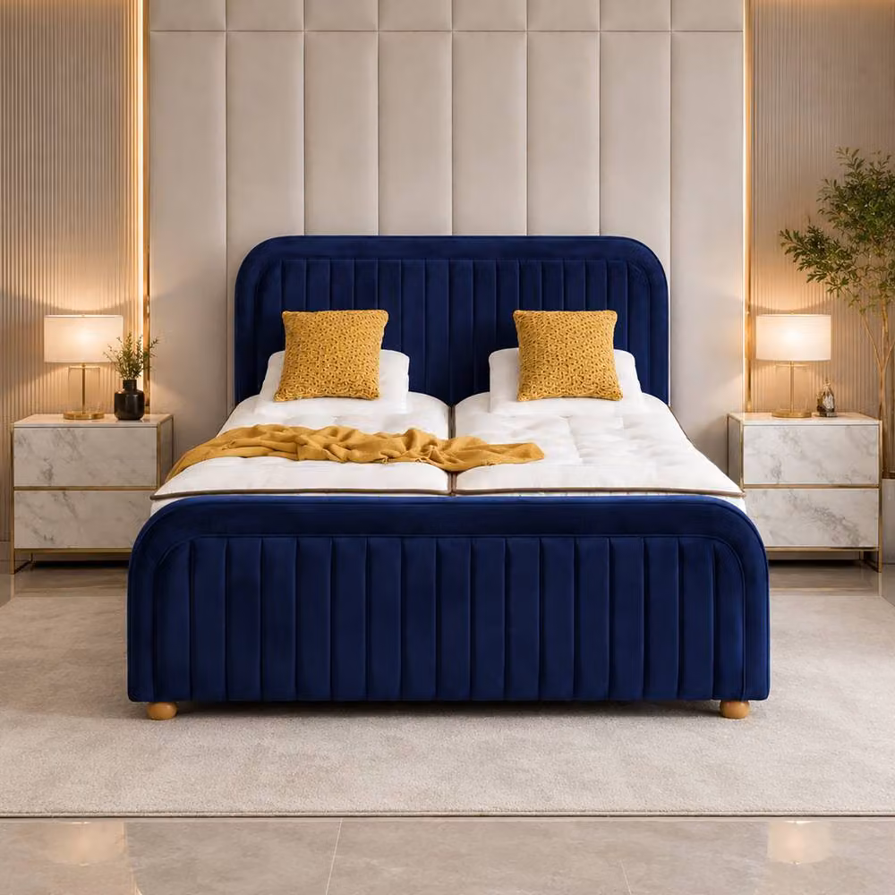 Soft Snooze Beds Premium Beige Velvet Upholstered Adjustable Mobility Bed with Headboard and Spring Mattress, Small Single – 2