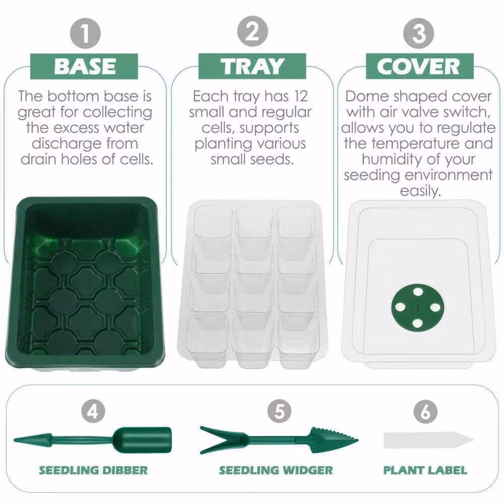 KORVIXA 10-Piece Green Plastic Seed Starter Trays Planter – 4