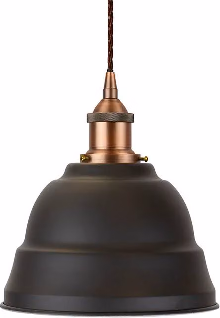 SE Home Lincoln Pendant Light in Matt Black and Matt Antique Copper with Brown Twisted Detail