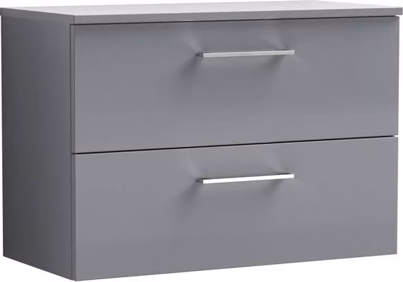 Balterley Level 800mm Wall Hung 2 Drawer Vanity Unit with Worktop in Satin Grey