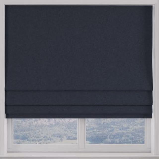 Terrys Kansai Plain Made to Measure Blackout Roman Blind in Blue Denim