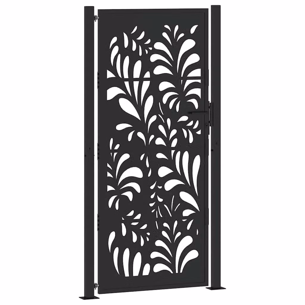 Berkfield Black Steel Wave Design Garden Gate, W: 105 cm, H: 205 cm – 2