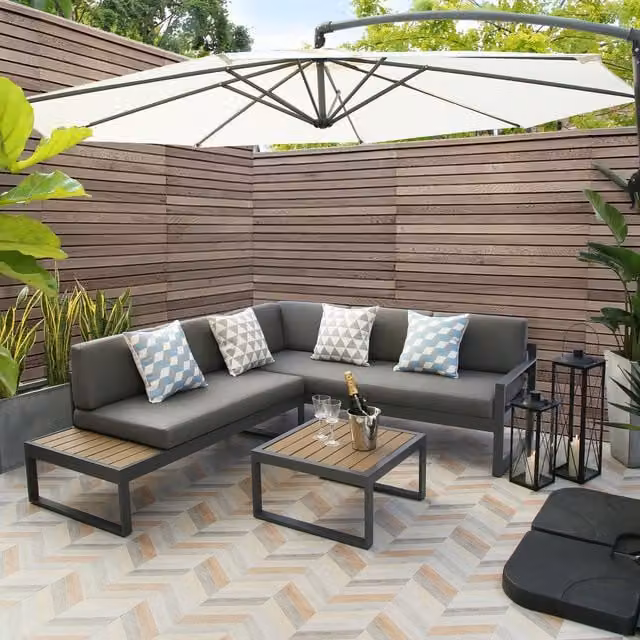 Home Garden Direct Maia 5 Seater Garden Corner Sofa Set in Grey and White