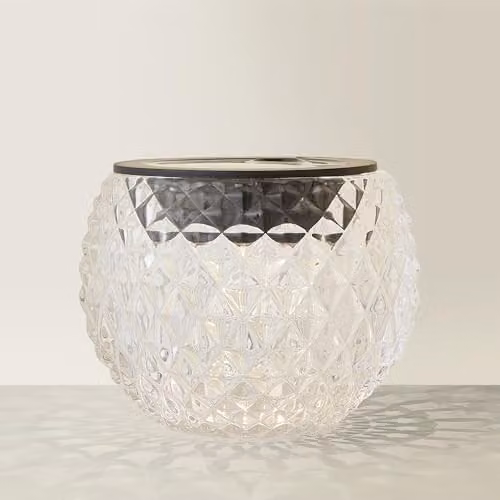 ValueLights Solar Powered Outdoor Black Diamond Pattern Glass Table Lamp Garden Light – 1
