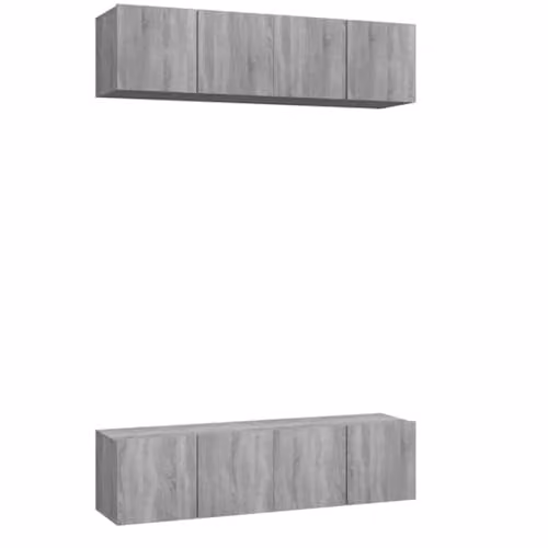 vidaXL Set of 4 Wall-Mounted TV Cabinets in Grey Sonoma, W/D/H: 60 x 30 x 30 cm – 1