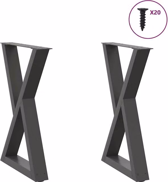 Berkfield Home Steel Dining Table Legs, 2 Pieces, Anthracite, H: 72-73.3 cm x W: 50 cm