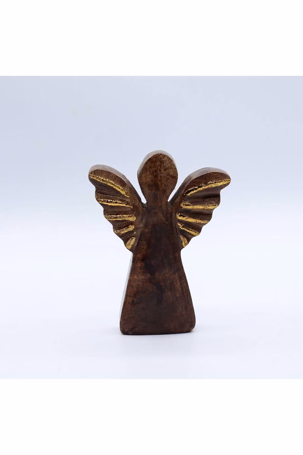 KDMD Small Mango Wood Angel Tabletop Decor with Gold Wings in Brown – 2