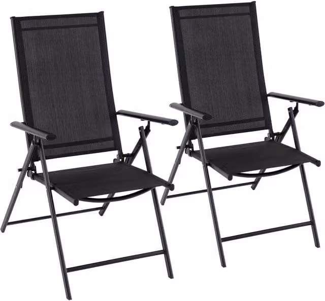 Kelvenix Set of 2 Black Metal Folding Patio Chairs for Garden and Terrace – 1
