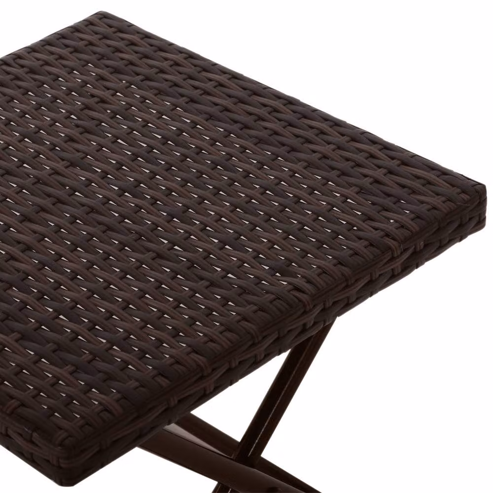 ERGOVEXA Folding Brown Polyrattan Garden Coffee Table, W/D/H: 40 x 40 x 40 cm – 5