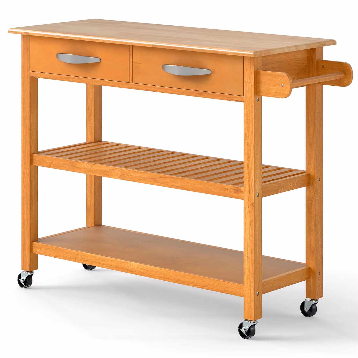 Costway 3-Tier Rolling Kitchen Island Utility Cart with 2 Drawers in Brown – 7