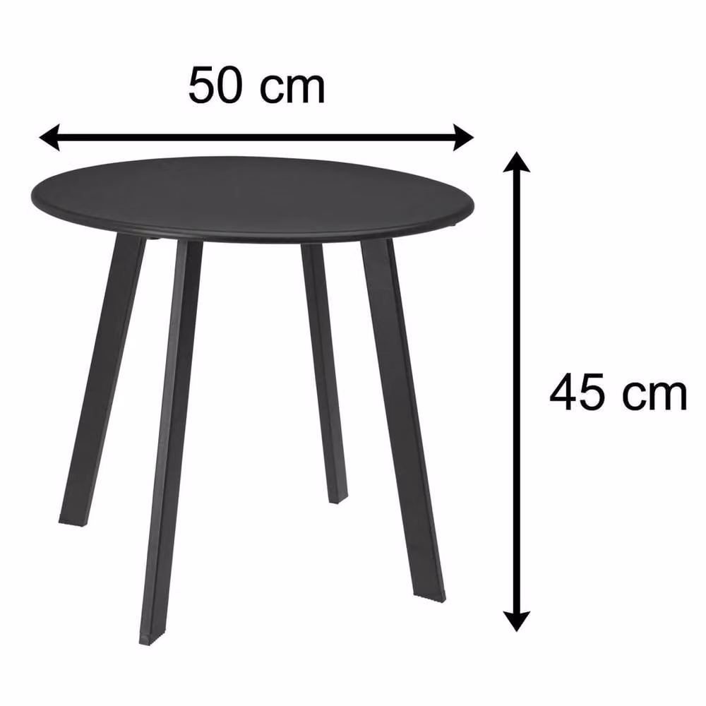 SPETLEK Round Metal Garden Table in Black and Grey, W: 50 cm, D: 45 cm – 2