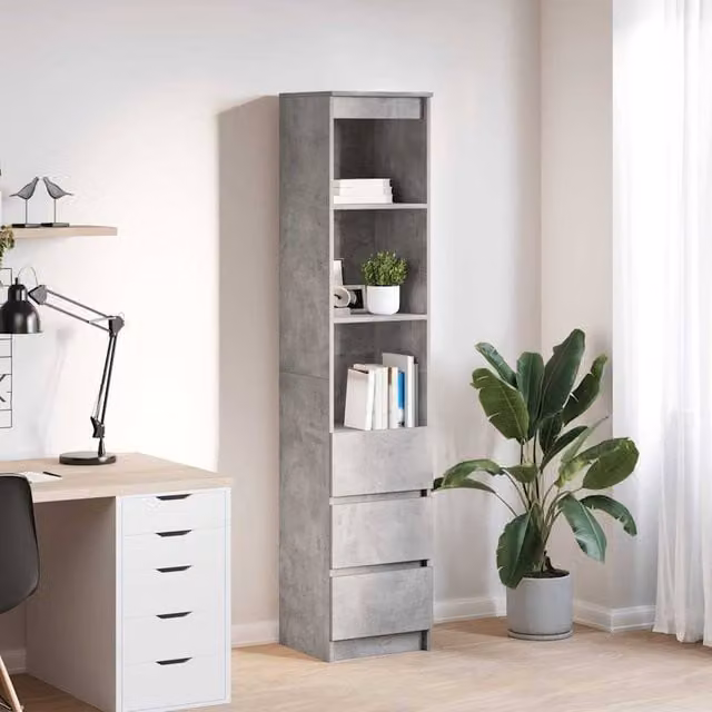Berkfield Home Modern Highboard in Grey MDF with Hinged Doors and Internal Shelves, W/D/H: 37.5 x 35 x 180 cm – 1