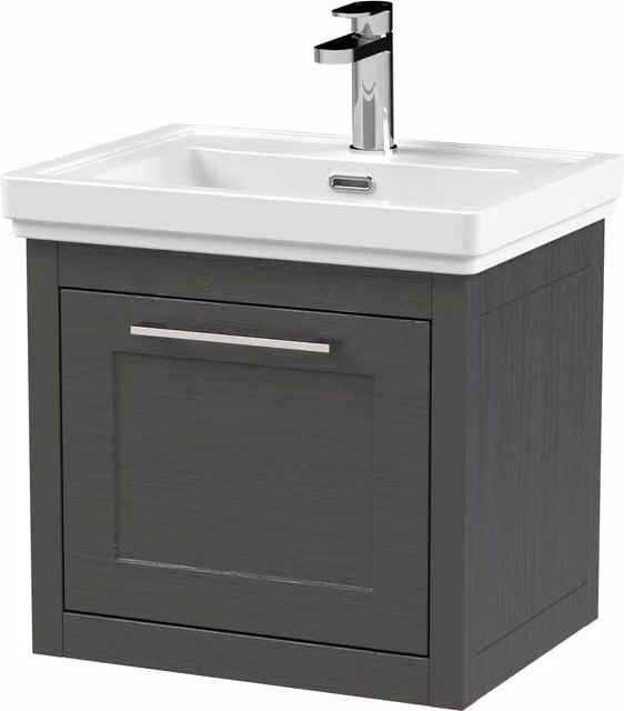 Balterley Wall Hung 1 Drawer Vanity Unit and 1TH Fireclay Basin, Dark Grey, Width: 50 cm – 1