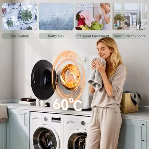 HOMCOM 4kg Front Load Portable Clothes Dryer with 2 Power Modes, White – 4