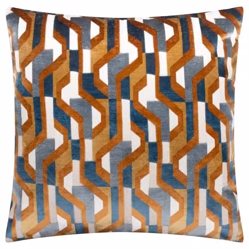 Riva Home Metro Prism Ginger Orange Velvet Jacquard Decorative Square Cushion, W/D/H: 45 x 45 x 45 cm