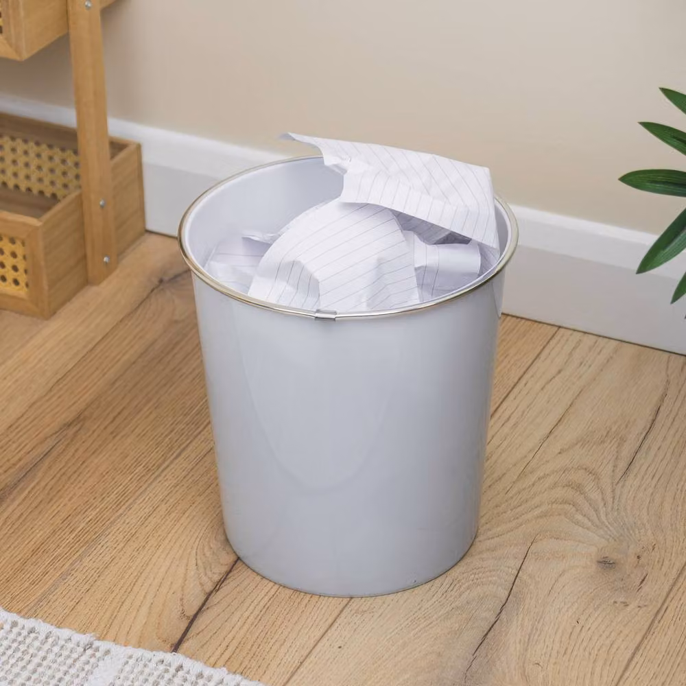 JVL Onyx Round Plastic Waste Bin, 7L, Set of 2, White – 2