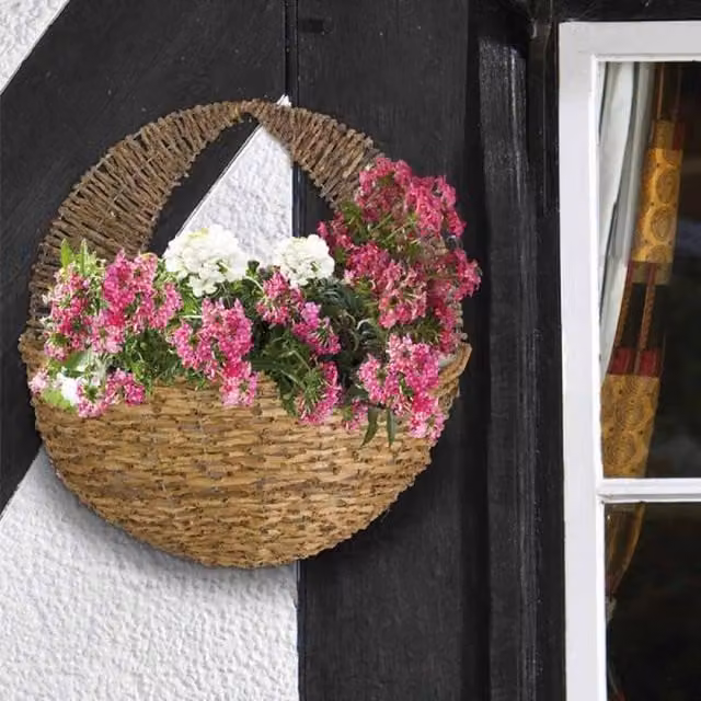 Garden Mile Brown Rattan Hanging Basket Planter, Diameter: 40.64 cm