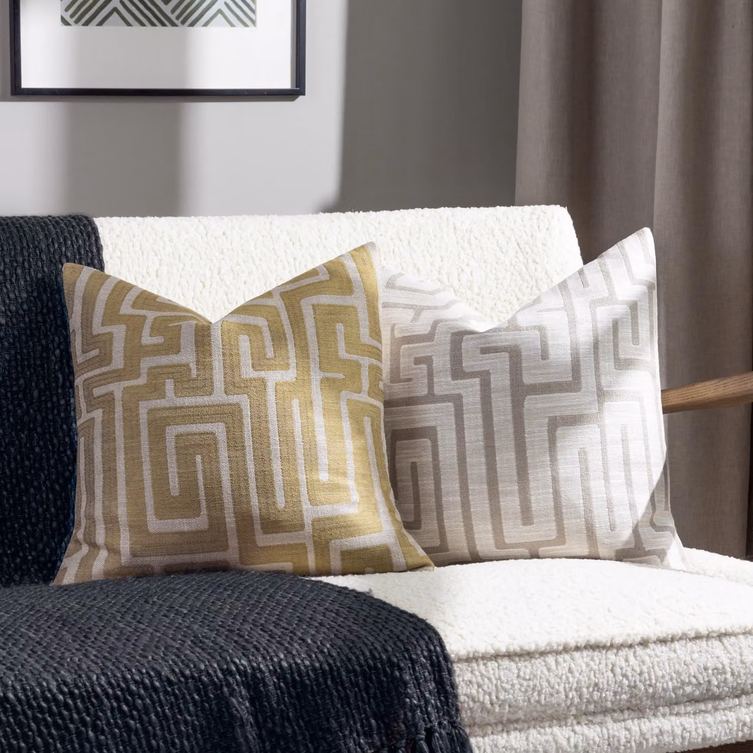 HOEM Lauder Geometric Square Cushion in Beige, W/D/H: 45 x 45 x 45 cm – 3