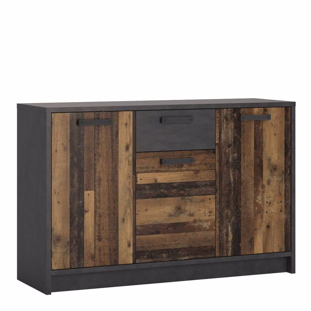 Wyld Haus Whimwick 3 Door 1 Drawer Industrial Base Unit in Walnut and Grey – 2
